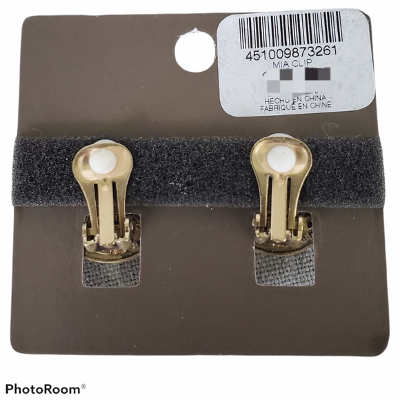 Chico's Mia Gold Tone CLIP-ON Glass StoneEARRINGS - Picture 5 of 5